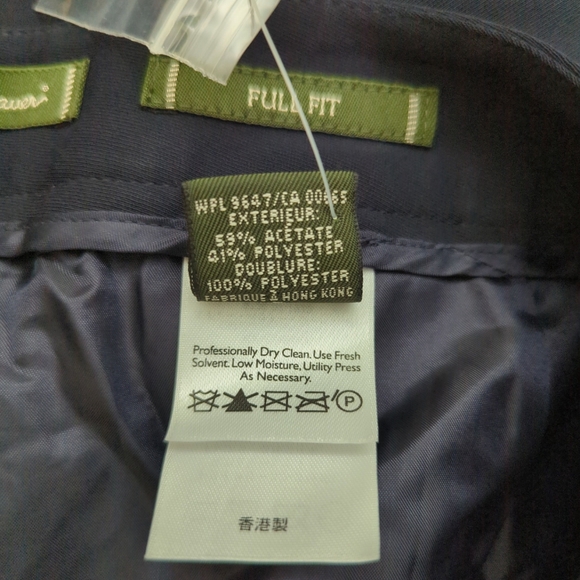 EDDIE BAUER Dark Blue Full Fit Pleated Front Trouser Pants Size 14 Tall NWOT - Picture 8 of 9